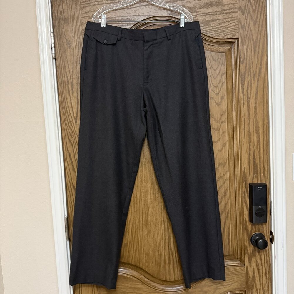 Murano Collezione Flat Front Mens Wool Dress Pants Dark Gray Slacks Size 40 x 34